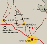 Map of driving directions to Santo Domingo Costa Rica