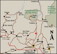 Map of driving directions to Alajuela. Costa Rica