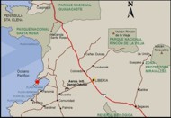 Map of driving directions to Papagayo Costa Rica