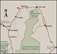 Map of driving directions to Sarapiquí Costa Rica