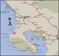 Map of driving directions to Bahía Drake, Península de Osa Costa Rica
