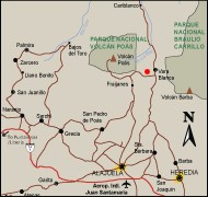 Map of driving directions to Vara Blanca, Heredia. Costa Rica