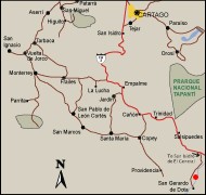 Map of driving directions to San Gerardo de Dota. Costa Rica