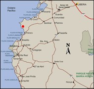 Map of driving directions to Playa Pan de Azucar, Guanacaste Costa Rica