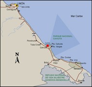 Map of driving directions to Cahuita Costa Rica