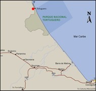 Map of driving directions to Tortuguero. Costa Rica