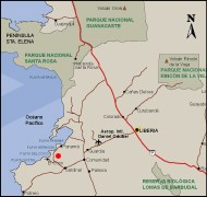 Map of driving directions to Playa Hermosa, Guanacaste Costa Rica