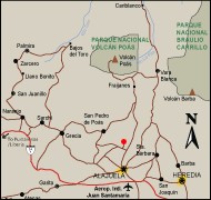 Map of driving directions to Tacacori, Alajuela. Costa Rica