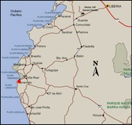 Map of driving directions to Tamarindo, Guanacaste Costa Rica